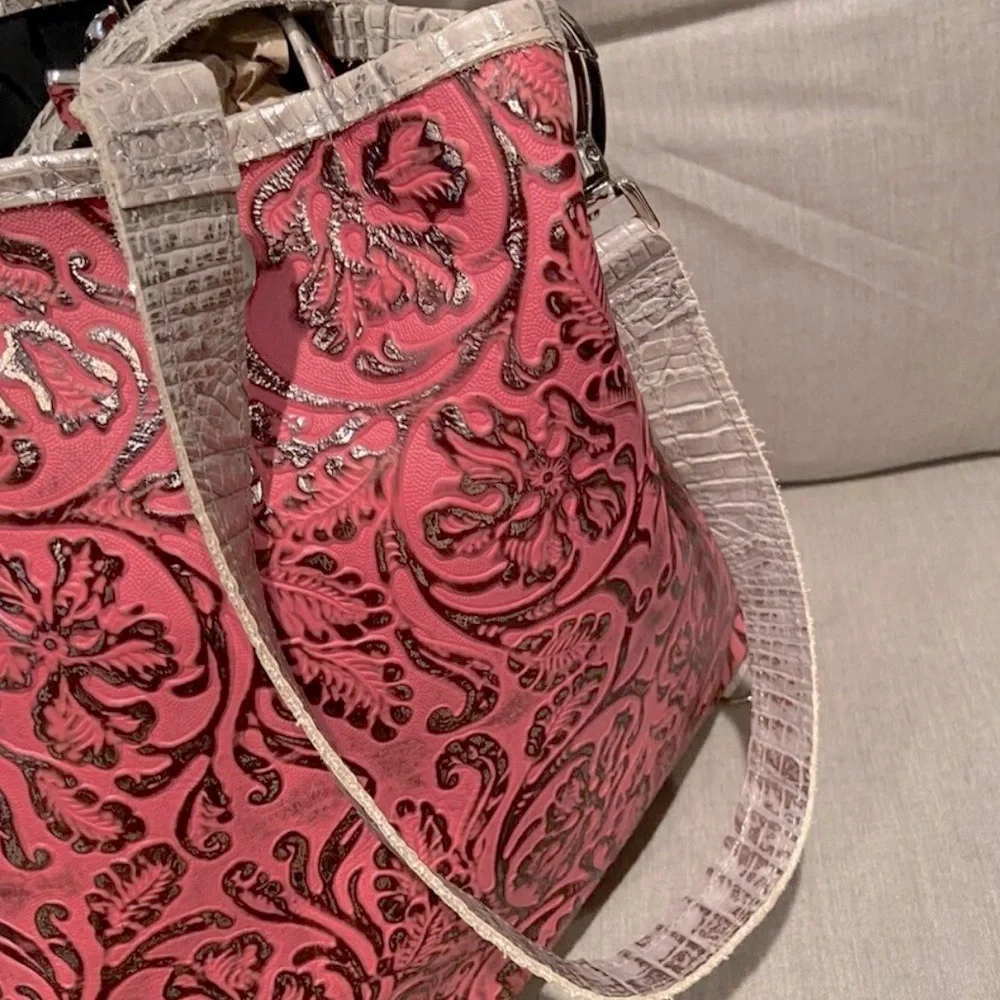 BSWANKY- Handmade Genuine limited leather Pink luxury convertible Sophie Bag.
